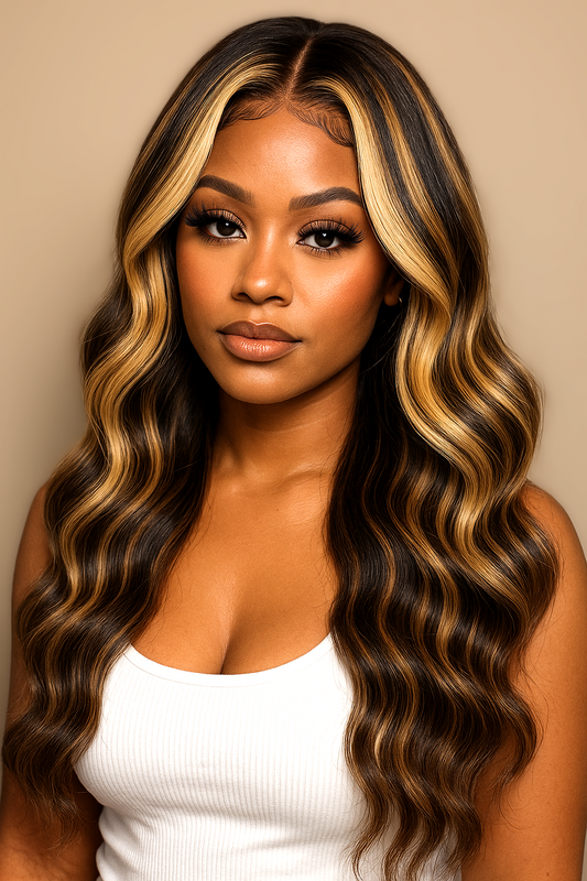100% Virgin Human Body Wave Highlighted Wig
